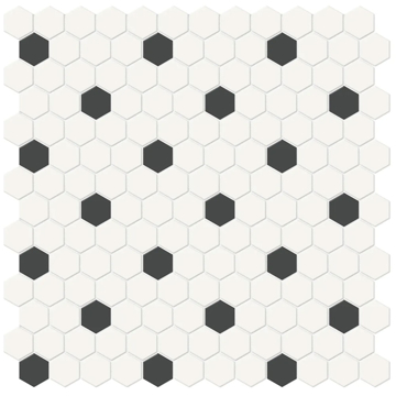 Picture of Anatolia Tile & Stone - Soho 1 Inch Hexagon Mosaic Canvas White with Retro Black