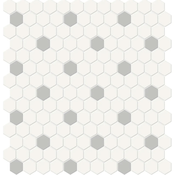 Picture of Anatolia Tile & Stone - Soho 1 Inch Hexagon Mosaic Canvas White with Loft Grey