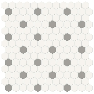 Picture of Anatolia Tile & Stone - Soho 1 Inch Hexagon Mosaic Canvas White with Cement Chic