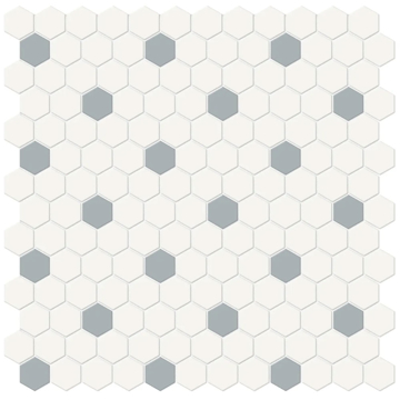 Picture of Anatolia Tile & Stone - Soho 1 Inch Hexagon Mosaic Canvas White with Cloud Blue