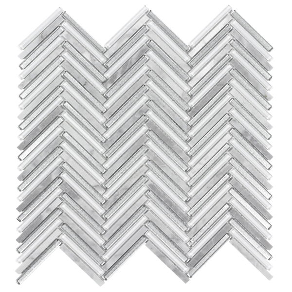 Picture of Anthology Tile - Seasons Herringbone Mosaic Frost Herringbone