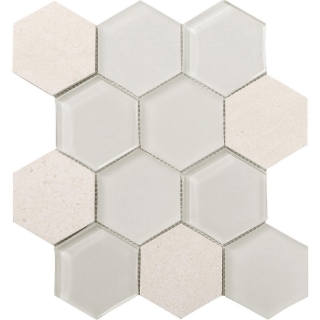 Picture of Tesoro - Metropolitan Stone and Glass Blends Hexagon Mosaic Chablis