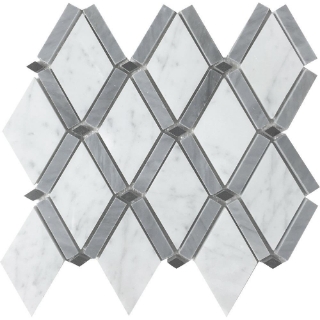 Picture of Tesoro - Metropolitan Blend Diamond Mosaic Cararra Bardiglio Band & Black Dot