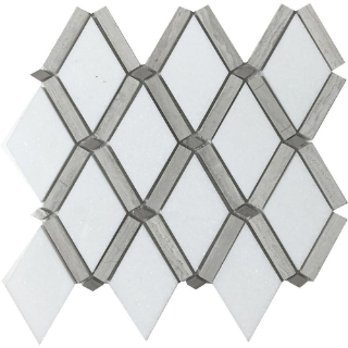 Picture of Tesoro - Metropolitan Blend Diamond Mosaic Thassos with Light Wood Grain