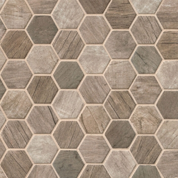 Picture of MS International - Glass Mosaic Hexagon Driftwood