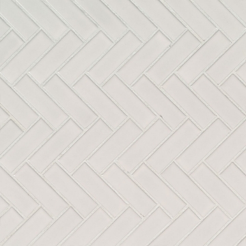 Picture of MS International - Retro Mosaic Glossy White Herringbone