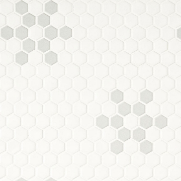 Picture of MS International - Retro Mosaic Matte White Gray Mod Petal