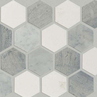 Picture of Shaw Floors - Chateau Hexagon Bianco Carrara Blue Grigio Thassos