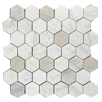 Picture of Elon Tile & Stone - Hexagon Mosaics 2 Bianco Oro Honed
