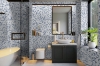 Picture of Elon Tile & Stone - Fan Mosaics White Thassos - Fan with Blue Celeste & Azul Macauba
