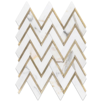 Picture of Elon Tile & Stone - Aluminum Herringbone Calcatta Gold Polished