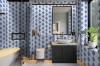 Picture of Elon Tile & Stone - Trillium Mosaics White Thassos with Blue Celeste & Azul Porcelain Polished