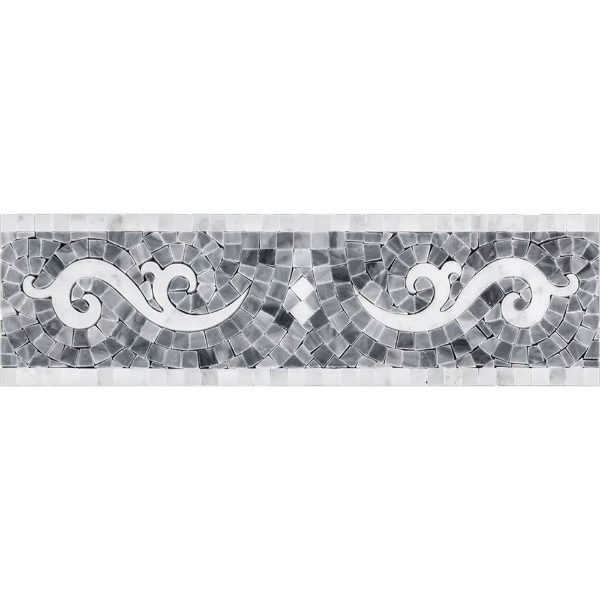 Picture of Elon Tile & Stone - Scroll Border Bardiglio Nuvolato Bianco Carrara Polished
