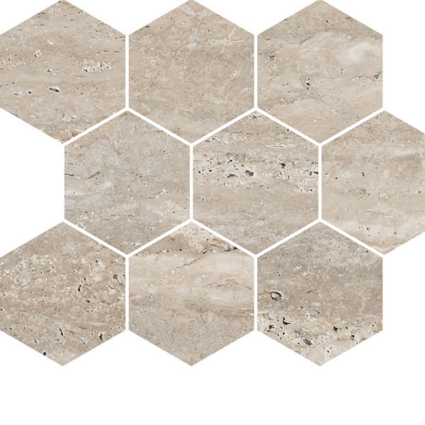 Picture of Milestone - Travertine Hexagon Mosaic Navona Polished