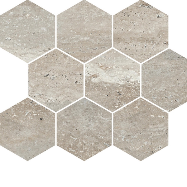 Picture of Milestone - Travertine Hexagon Mosaic Silver Polished
