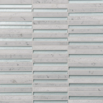 Picture of Bedrosians - Kaikos Stacked Mosaic Blue White Carrara