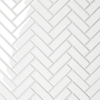 Picture of Bedrosians - Le Cafe Mosaic Herringbone White Glossy