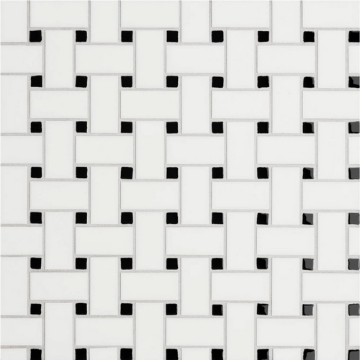 Picture of Bedrosians - Le Cafe Mosaic Basketweave White Matte Black Glossy Dot