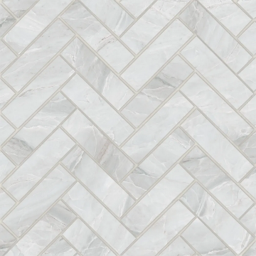 Picture of Bedrosians - Magnifica Pietra Herringbone Mosaic Pietra Bianca Honed