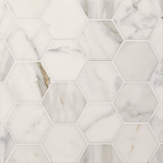 Picture of Bedrosians - Marble Stone Hexagon Mosaic Calacatta Oro Honed