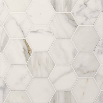Picture of Bedrosians - Marble Stone Hexagon Mosaic Calacatta Oro Honed