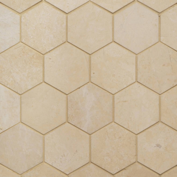 Picture of Bedrosians - Marble Stone Hexagon Mosaic Caspian Bisque Honed