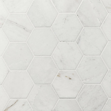 Picture of Bedrosians - Marble Stone Hexagon Mosaic Glorious White Brushed