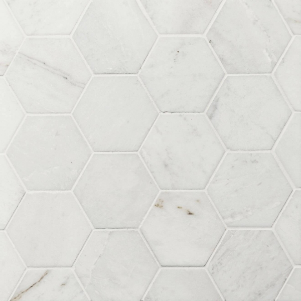 Picture of Bedrosians - Marble Stone Hexagon Mosaic Glorious White Brushed