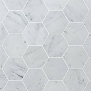 Picture of Bedrosians - Marble Stone Hexagon Mosaic White Carrara Honed