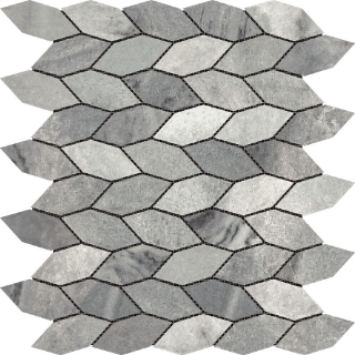 Picture of Bati Orient - Marble Elongated Hexagon Ice Grey Leaves