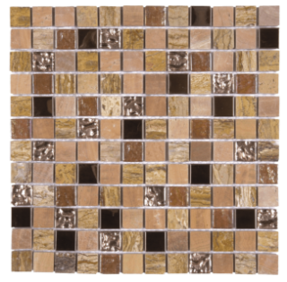 Picture of Bati Orient - Mix Mosaic 7/8 x 7/8 Beige Brown Mix Marble Polished Glass Metal