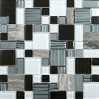 Picture of Bati Orient - Mix Mosaic Mixed Size Marble Grey/Glass Black/Grey/White