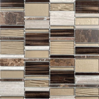 Picture of Bati Orient - Mix Mosaic Mixed Size Marble Beige/Glass Beige/Brown Rectangles
