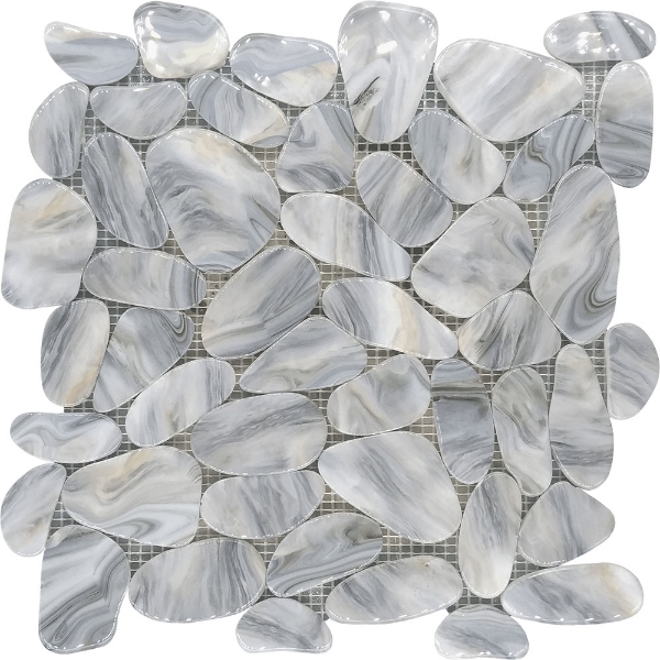 Picture of Bati Orient - Pebbles Reconstituted Decorated Light Grey Mix Shiny