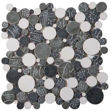 Picture of Bati Orient - Round Mosaic Penny Rounds White/Grey/Silver