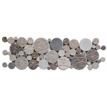 Picture of Bati Orient - Round Mosaic Penny Rounds Border Taupe Gold
