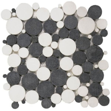 Picture of Bati Orient - Round Mosaic Reconstituted White/Black