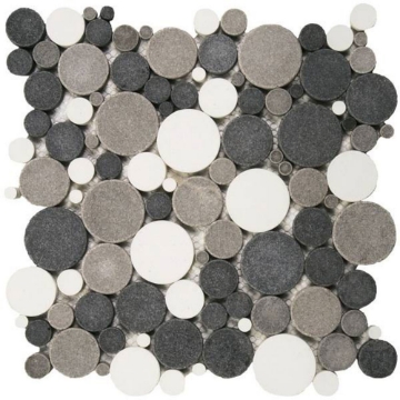 Picture of Bati Orient - Round Mosaic Reconstituted White/Black/Grey