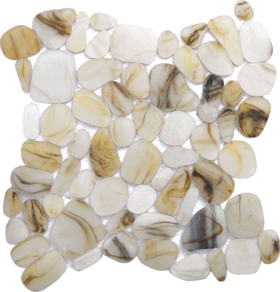 Picture of Bati Orient - Frosted Glass Round Pebble White Beige