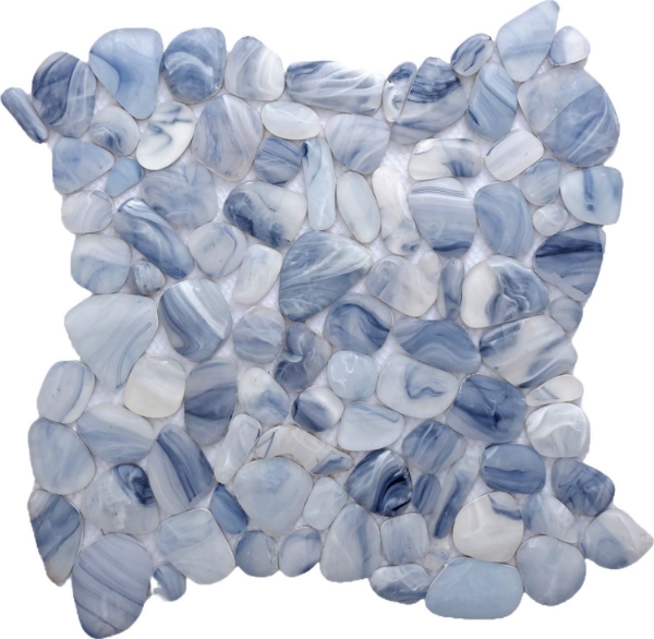 Picture of Bati Orient - Frosted Glass Round Pebble White Blue