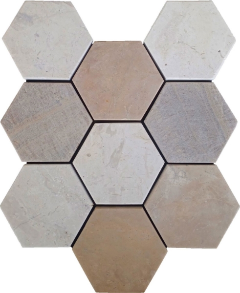 Picture of Bati Orient - Marble Hexagon Mosaic Beige Brown Mix