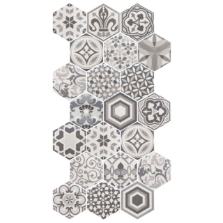 Picture of Equipe - Hexatile Harmony Decos Harmony Black and White