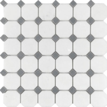 Picture of Tesoro - Metropolitan Blend Octagon Mosaic Thassos with Bardiglio Dot
