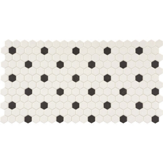 Picture of Daltile - Keystones Blends Hexagon White with Black Dots 1 x 1 Arctic White with Black Dots