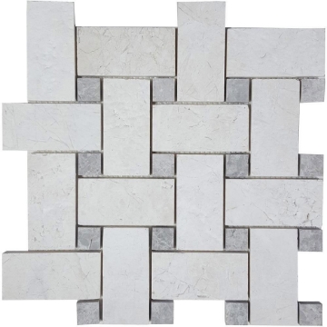 Picture of Tesoro - Pietra Antica Antiqued Stones Basketweave Mosaic Imperial Pearl