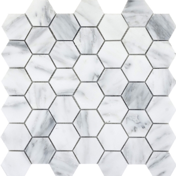 Picture of Emser Tile - Marble Large Hexagon Mosaic Winter Frost