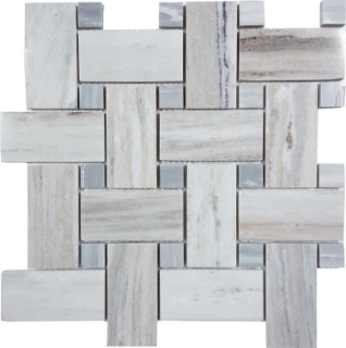 Picture of Tesoro - Pietra Antica Select Polished Travertine Basketweave Mosaic Skyline