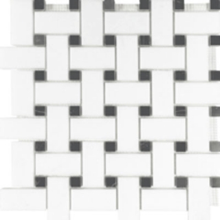 Picture of Tesoro - Metropolitan Blend Basketweave Mosaic Thassos with Black Dot