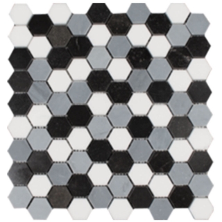 Picture of Tesoro - Metropolitan Blend Hexagon Mosaic Thassos Bardiglio and Black