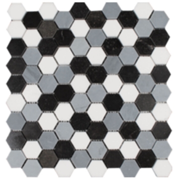 Picture of Tesoro - Metropolitan Blend Hexagon Mosaic Thassos Bardiglio and Black